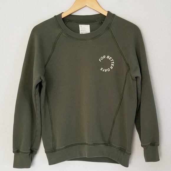For Days Even Better Sweatshirt Crewneck 100% Organic Cotton Olive Green Size S - Picture 3 of 13
